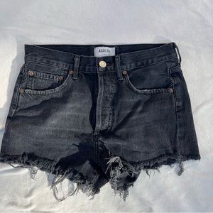 Agolde black mid waist shorts